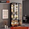 Ge Yan's high-end new light luxury glass wine cabinet living room storage all-in-one multi-functional household handicraft toy storage display cabinet 1060# black gloss + brushed titanium gloss + brown
