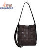 Kangaroo (KANGAROO) new antique style hand-woven bag large capacity commuting bucket bag can be worn on one shoulder, crossbody, under armpit, niche design bag, black 22*10*25CM