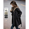 Xinfeiyu contrasting color hooded wool coat for women 25 winter new style high-end fashion temperament double-sided woolen coat for small people