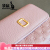 Kangaroo (KANGAROO) Korean style fashionable large-capacity first-layer soft cowhide wallet compact women's short genuine leather thin simple buckle folding lotus root pink color is darker