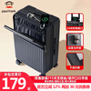 Paul Frank suitcase front opening trolley case multi-functional suitcase for school light sound universal wheel zipper business trip password suitcase black/zipper version 20 inches/can board