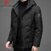 Pierre Cardin Down Jacket Men's Autumn and Winter Hooded Short Casual Jacket Men's Thickened Warm Clothes Men's Black XL