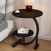 Side table, bedside storage rack, double layer small round table, simple coffee table, bedroom bedside table, JD Express, faster and better, white marble + black shelf, double layer