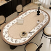 He Jiagong's high-end oval dining table mat, curved coffee table, waterproof, oil-proof, anti-scalding, no-wash PVC leather, rice-tone plain frame D, curved table 2 - sheepskin grain anti-fouling leather mat 90*160cm, non-slip and stable