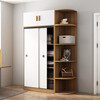 Wardrobe household bedroom wooden sliding door children's wardrobe rental house economical simple cabinet small apartment simple light white sliding door 1.2 meters single cabinet self-installation