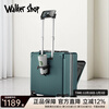Walker Shop suitcase, suitcase, front opening, boarding case, multifunctional trolley case, men's and women's travel small suitcase, aluminum frame password box, matte white, front opening + water cup holder, 20 inches, vertical style