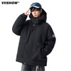 Viishow winter outdoor functional parka down jacket men and women trendy brand 90 velvet couple warm and cold-proof jacket black M
