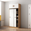 Wardrobe household bedroom wooden sliding door children's wardrobe rental house economical simple cabinet small apartment simple light white sliding door 1.2 meters single cabinet self-installation