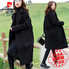 Pierre Cardin Korean style black lapel woolen coat for women autumn and winter plus size women's fat MM220 catties small person thickened woolen coat black woolen thickened S recommended under 90 catties