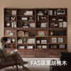 Pu Su wood made full wall bookcase solid wood bookshelf black walnut combination bookcase glass floor display cabinet storage locker Xingluo 90cm drawer card holder丨Ready stock