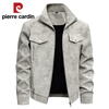 Pierre Cardin Genuine Haining 100% Leather Jacket Men's Stand Collar Business Casual Versatile Trendy Handsome Leather Jacket Motorcycle Jacket Men Black 2XL 136-150 Jin