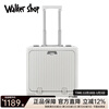 Walker Shop suitcase, suitcase, front opening, boarding case, multifunctional trolley case, men's and women's travel small suitcase, aluminum frame password box, matte white, front opening + water cup holder, 20 inches, vertical style
