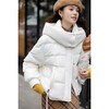 Ives (ITISF4) Fashionable Simple Bread Down Jacket Winter Hooded Casual Short Loose Thickened Warm Jacket White L