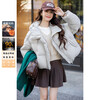 Ives (ITISF4) Light Warm Puff Fashion Down Jacket Winter Fashion Hooded Short Turtle Back Down Jacket Beige S