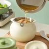Ceramic lard jar, high temperature resistant household food grade chili oil jar, 300ml milk white + lid + spoon, food grade