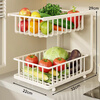 Wooden grid kitchen rack countertop vegetable rack drain basket vegetable storage rack vegetable basket storage rack multi-layer storage home classic model - white