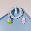 Suitable for Apple 15 charger protective case iphone15pro cute 14/13/12/11 data cable protective case blue flower protective cable + cable bite 1 pair