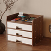 WANSHIJIA Desktop Storage Rack Workstation Desk Multi-Function File Cabinet Multi-Layer Drawer Cabinet Organizing Storage Box 03 Walnut Color