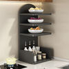 Fantasy kitchen countertop corner vegetable seasoning cling film storage rack multi-functional multi-layer dining side storage rack floor-standing home Athens black two-layer layered