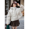 Ives (ITISF4) Light Warm Puff Fashion Down Jacket Winter Fashion Hooded Short Turtle Back Down Jacket Beige S