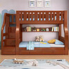 Yunmengjian all solid wood two-story bunk bed small apartment with wardrobe children's bed high and low bed adult bunk bed ladder type upper 140 lower 160 + bookshelf + mattress * 2 self-installation