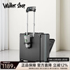 Walker Shop suitcase, suitcase, front opening, boarding case, multifunctional trolley case, men's and women's travel small suitcase, aluminum frame password box, matte white, front opening + water cup holder, 20 inches, vertical style