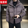 Hengyuanxiang Puff Thickened Down Jacket Men's Winter Stand Collar 2026 New Warm and Coldproof Casual Jacket Bread Jacket Brown M 100-120 Jin
