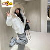 First diameter imitation fox fur collar design short down jacket for women winter new white duck down hooded jacket for women white S