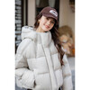 Ives (ITISF4) Light Warm Puff Fashion Down Jacket Winter Fashion Hooded Short Turtle Back Down Jacket Beige S