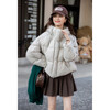 Ives (ITISF4) Light Warm Puff Fashion Down Jacket Winter Fashion Hooded Short Turtle Back Down Jacket Beige S
