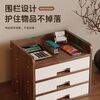 WANSHIJIA Desktop Storage Rack Workstation Desk Multi-Function File Cabinet Multi-Layer Drawer Cabinet Organizing Storage Box 03 Walnut Color
