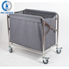 Thickened conical stainless steel cart collection cart laundry room hotel cleaning cart recycling service cart assembly 4 folding linen cart (express delivery)