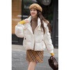 Ives (ITISF4) Fashionable Simple Bread Down Jacket Winter Hooded Casual Short Loose Thickened Warm Jacket White L