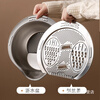Yusenyi kitchen rice washing 304 stainless steel household multi-functional draining fine hole thickened rice washing basin SUS304 - natural color inclined mouth rice washing basin + grater
