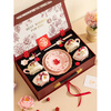 Tuojin wedding gift, engagement, wedding tableware for newlyweds, bride, girlfriends, sisters, practical cup gift box for housewarming, Taohuayuan, bowl, cup, plate + saucer, 12-piece set