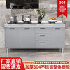 OTHER304 overall stainless steel cabinet extra thick kitchen cabinet stove cabinet integrated household sink cabinet storage cabinet cupboard flat model 304 thickened stainless steel countertop 160cm three drawers and three door model need to note left and right