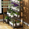 Flower rack storage rack multi-layer floor-standing living room balcony mobile flower rack indoor home wall thickened flower rack black thickened three layers 120cm wide