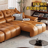Sanskrit medieval style multi-functional leather electric reclining, sleeping and wall-mounted dual-purpose living room new straight-row sofa
