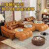 Sanskrit medieval style multi-functional leather electric reclining, sleeping and wall-mounted dual-purpose living room new straight-row sofa