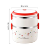 Cherry lunch box with lid office workers insulated sealed lunch box stainless steel lunch box large capacity student girl lunch box cherry white 2 layers 1150ml