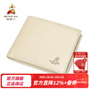 Scarecrow (MEXICAN) first-layer cowhide wallet women's short folding simple women's wallet mini fresh zero New Year gift for girls off-white - horizontal clip