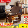 Ruifan solid wood movable coffee table living room sofa side table small apartment side cabinet folding dining table multi-function cart