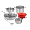ZWILLING pot set, wok, stainless steel soup pot, steamer, milk pot, enamel pot, soup spatula, household kitchen goodies, happy food carving pot set, 6-piece set