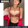 MDUG Light Luxury Brand Women's Underwear Women's Adjustable Underwear Women's Small Breast Gathering Anti-sagging Bra Set Women's Retro Red Single Piece 70A 32