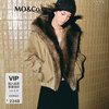 MO&Co. Jacket Filled 2025 Winter New Product Detachable Fur Collar Assute Dyed Khaki Harrington Jacket MBE4COT020 Khaki S /160
