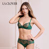 LA CLOVER22SS Wonderland Underwear Women's Sexy Embroidered Stripe Bra and Panties Set LC2023109 Dark Green-Clear Embroidered Thin Cup Bra Set 80C 160