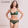 LA CLOVER22SS Wonderland Underwear Women's Sexy Embroidered Stripe Bra and Panties Set LC2023109 Dark Green-Clear Embroidered Thin Cup Bra Set 80C 160