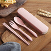 Xiderun Customizable Wheat Chopsticks, Forks and Spoons Portable Tableware Set Chopsticks, Spoons, Forks and Spoons Portable Travel Student and Children's Set Thickened Nordic Powder 3-piece Set