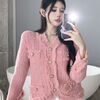 Playboy (PLAYBOY) spring and autumn beautiful sweater small fragrance white long-sleeved cardigan French outer top for women 2026 new early spring official flagship pink S