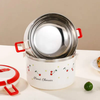 Cherry lunch box with lid office workers insulated sealed lunch box stainless steel lunch box large capacity student girl lunch box cherry white 2 layers 1150ml